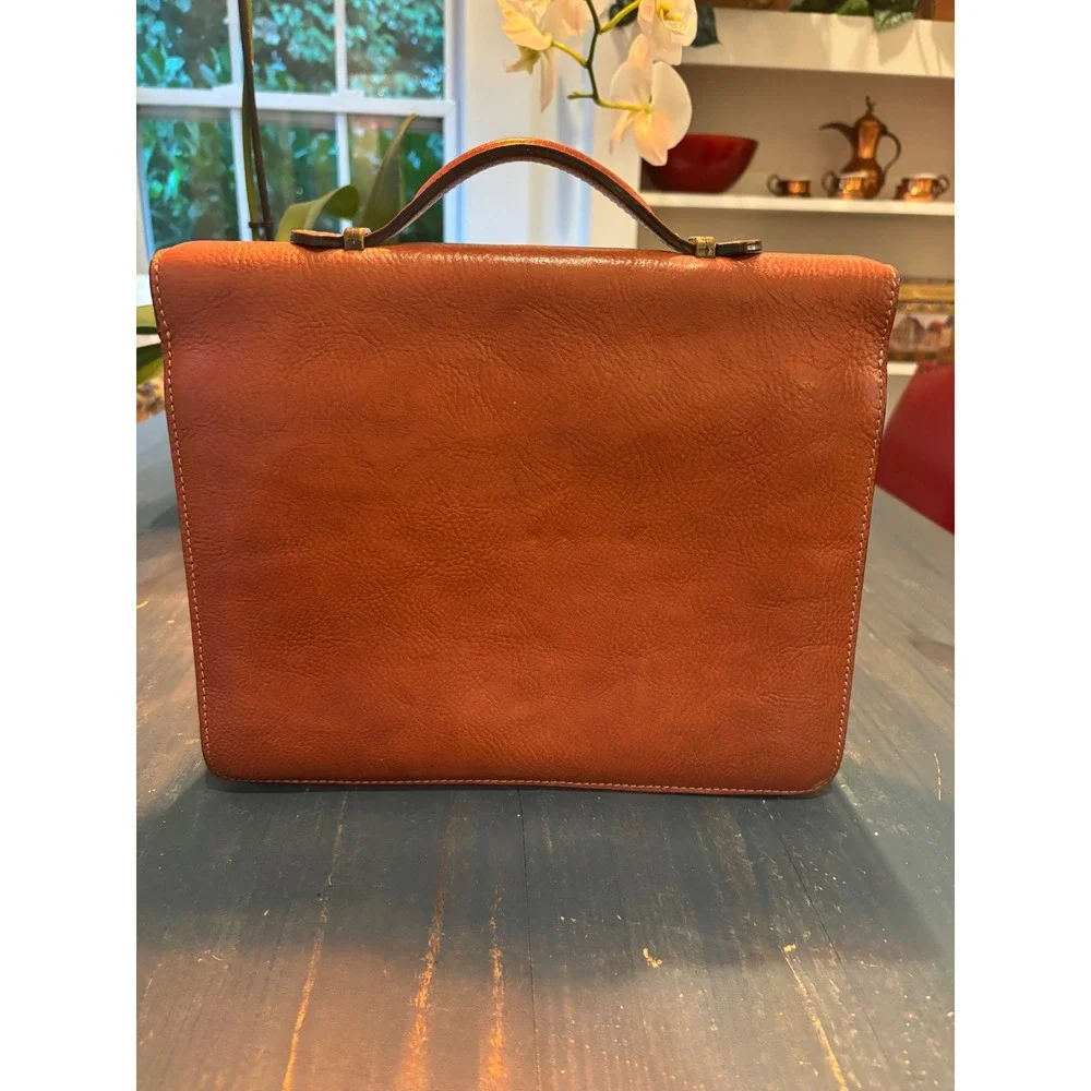 Gerard Henon Paris Brown Leather Briefcase Made in France Document Bag